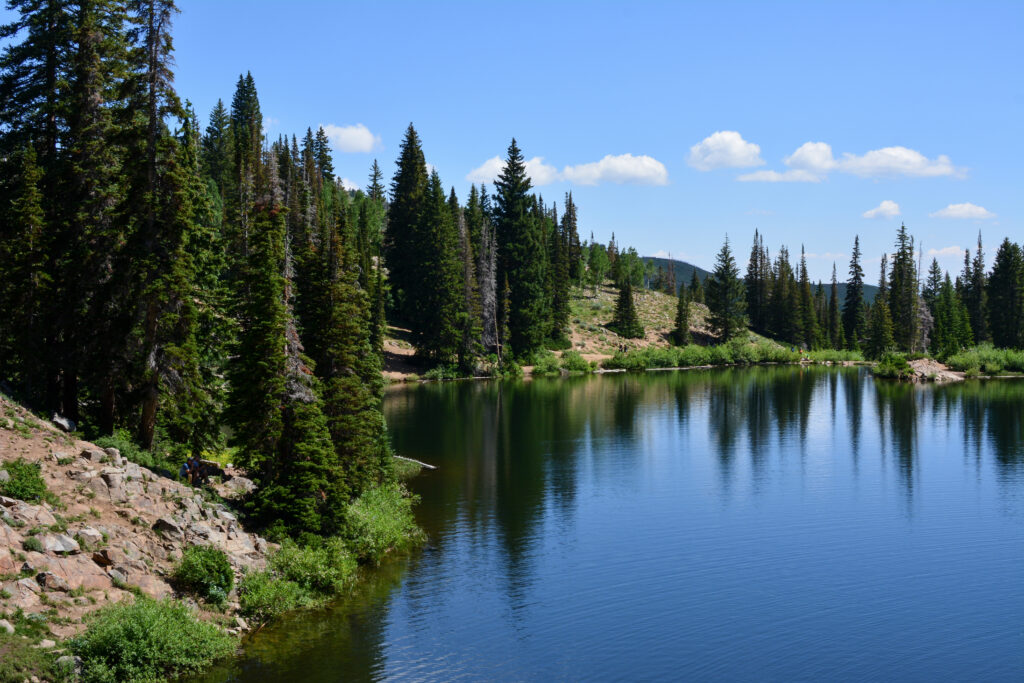 Bloods lake in the rocky mountains surrounding Park City, Utah.