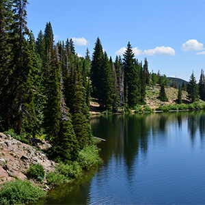 Bloods lake in the rocky mountains surrounding Park City, Utah.